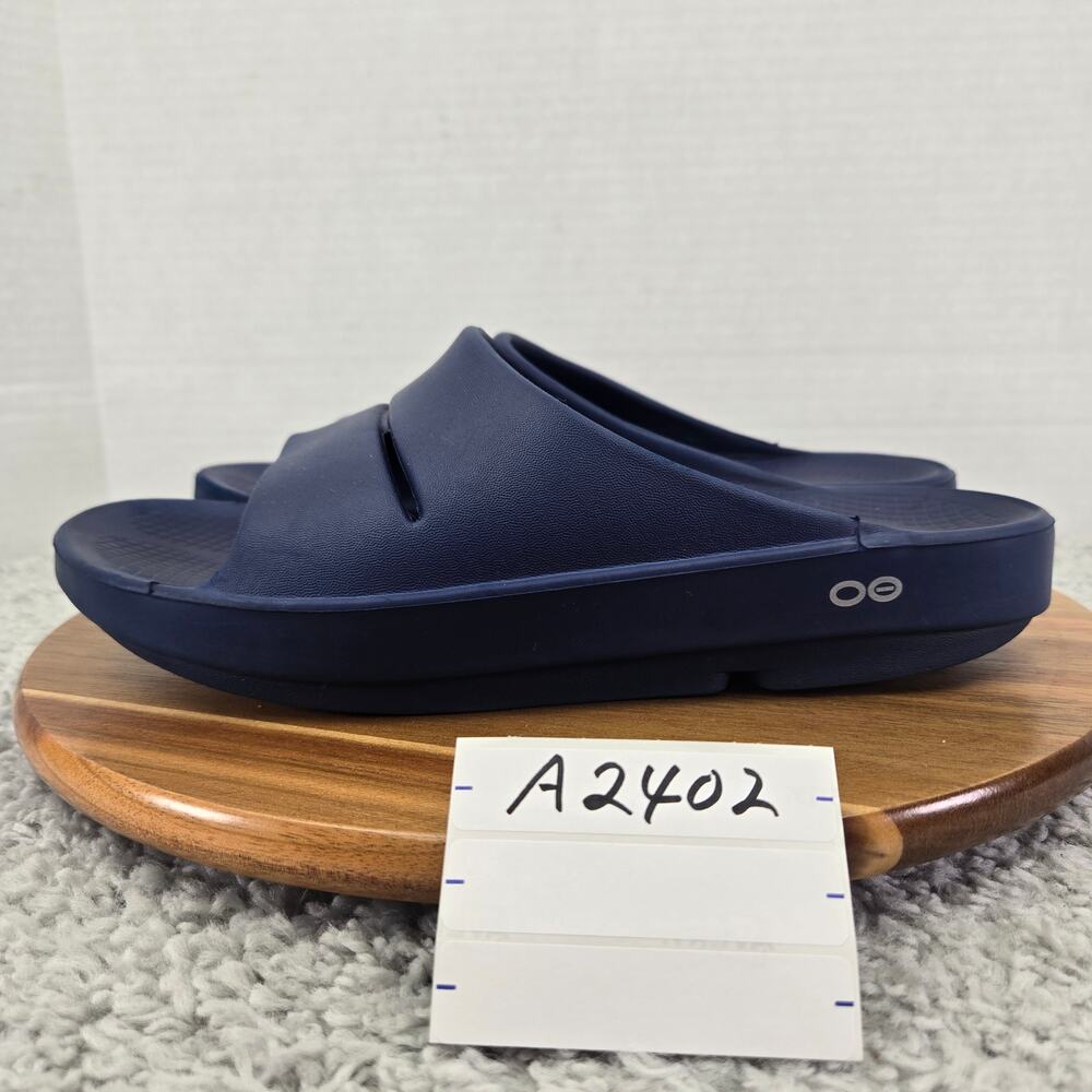 Oofos Mens 8 Ooahh Navy Recovery Comfort Casual Daily Lifestyle Slide Sandals